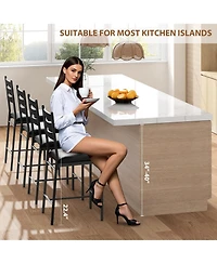 homfan Modern Counter Height Bar Stools Set of 4 - Wooden Dining Chairs with Faux Leather Upholstery, Ideal for Kitchen Island, Dining Room