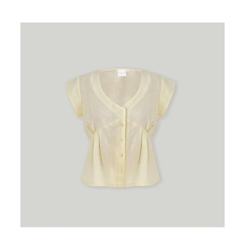 Reistor Women's The Deep V Neck Top Butter Lemon