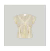 Reistor Women's The Deep V Neck Top Butter Lemon