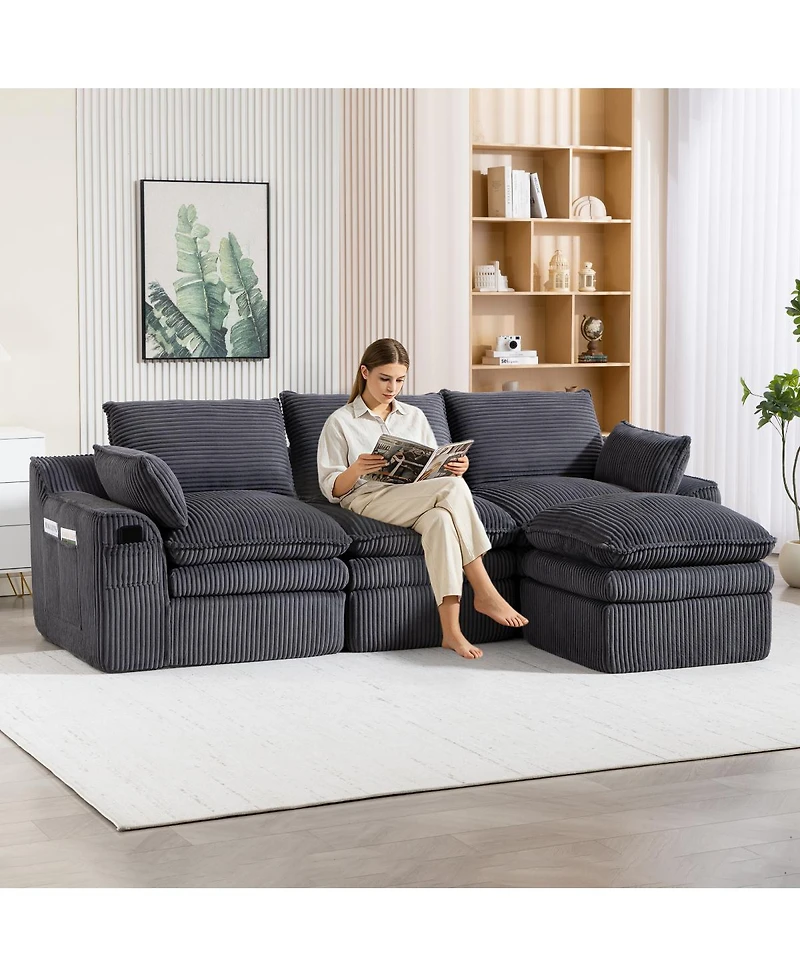 Streamdale Furniture Faux Leather Chesterfield Sofa with Nailhead Trim and 2 Pillows
