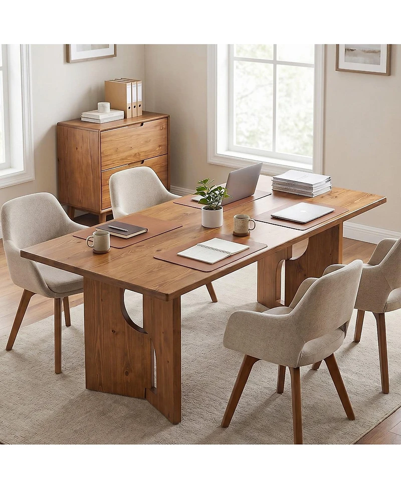 Tribesigns Solid Wood Conference Table, Modern Farmhouse Rectangular Meeting Table With Unique Open Legs For Conference Room, Home Office