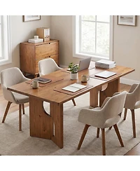 Tribesigns Solid Wood Conference Table, Modern Farmhouse Rectangular Meeting Table With Unique Open Legs For Conference Room, Home Office