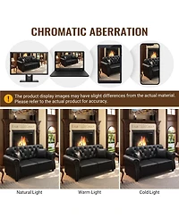 Streamdale Furniture Faux Leather Chesterfield Sofa with Nailhead Trim and 2 Pillows