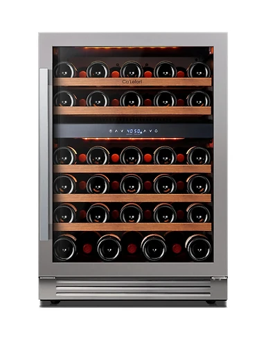 Ca'Lefort 24 Inch 52 Bottle Wine Cooler Refrigerator, 40-65degree(s)F Dual Zone Wine Refrigerator,3 Led Built-in for Home(5.65 cu.ft)