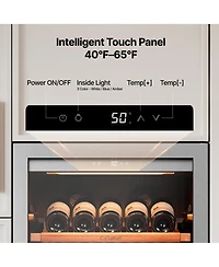 Ca'Lefort 24 inch Wine Cooler Refrigerator 166-Bottle,Freestanding/Built-In Wine Fridge 3LED stainless steel for Home/Office