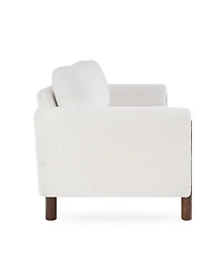 Streamdale Furniture Faux Leather Chesterfield Sofa with Nailhead Trim and 2 Pillows