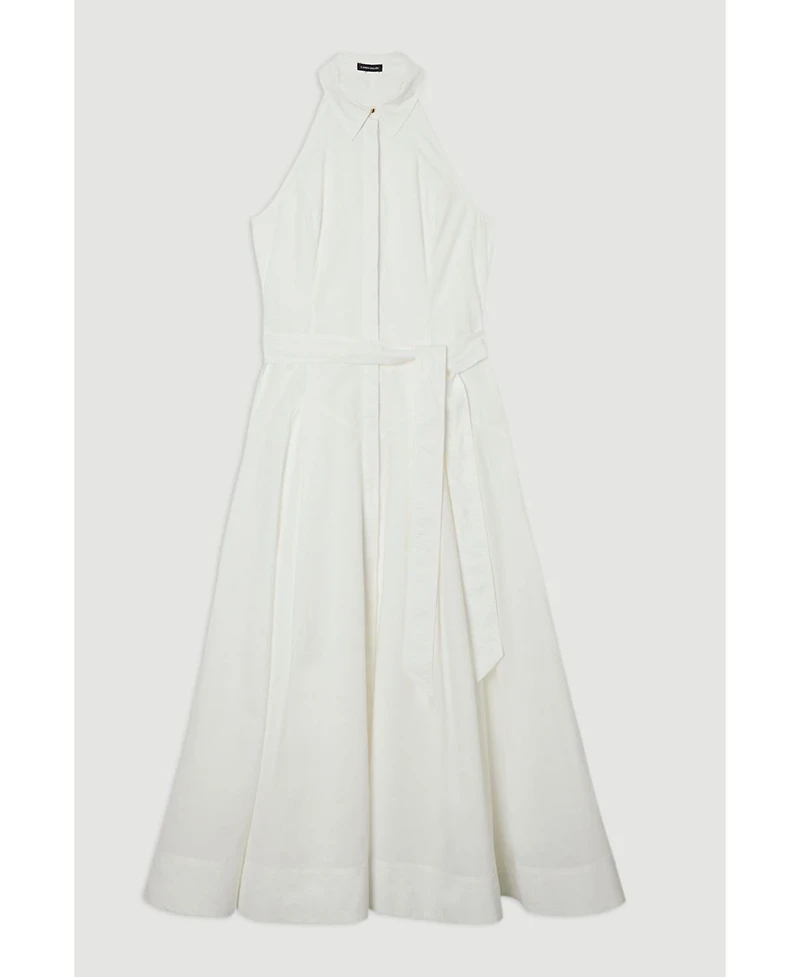 Karen Millen Women's Midi Shirt Dress With Dropped Waist