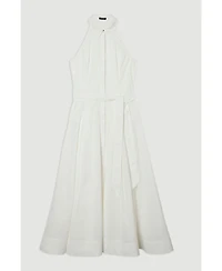 Karen Millen Women's Midi Shirt Dress With Dropped Waist