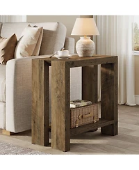 Slickblue Compact End Table with Bottom Shelf for Small Spaces