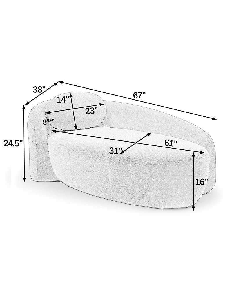 Streamdale Furniture Modern Oval Single Lazy Sofa Chair with Pillow