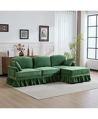 Streamdale Furniture Modern Chenille L-Shaped Sectional Sofa with Ruffled Skirt