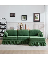 Streamdale Furniture Modern Chenille L-Shaped Sectional Sofa with Ruffled Skirt