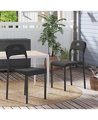 homfan Modern Stackable Plastic Dining Chairs Set of 2 - Ergonomic, Metal Legs, Waterproof and Mark-Resistant, Easy Assembly