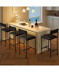 homfan Set of 2 Swivel Counter Height Bar Stools, Metal Frame Upholstered Chairs with Backrest and Footrest, Easy Assembly for Indoor Leisure Spaces