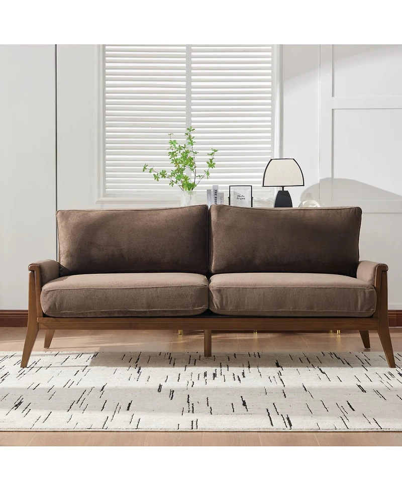 Streamdale Furniture Mid-Century Modern 3-Seater Velvet Sofa with Solid Wood Frame
