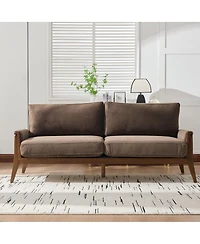 Streamdale Furniture Mid-Century Modern 3-Seater Velvet Sofa with Solid Wood Frame