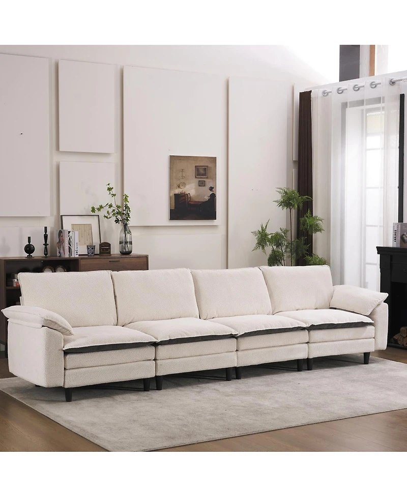 Streamdale Furniture Two-Tone L-Shaped Modular Cloud Sectional Sofa with Ottoman