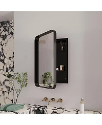 Phying Recessed Metal Framed Medicine Cabinet with Mirror and Adjustable Shelves Black Wall Mirror with Storage for Bathroom