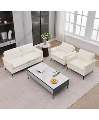 Streamdale Furniture Nordic Retro Cat Paw Leather Loveseat and Single Sofa Set