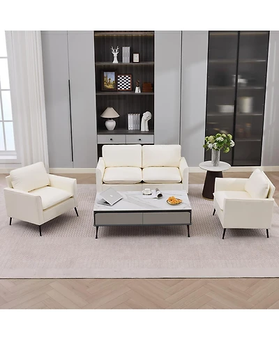 Streamdale Furniture Nordic Retro Cat Paw Leather Loveseat and Single Sofa Set