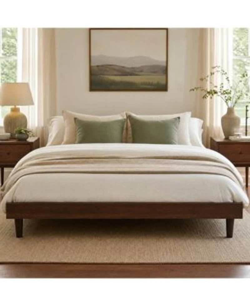 Homfan All Size Platform Bed Frame With Wooden Slats No Box Spring Needed Sturdy Wood Frame Easy Assembly