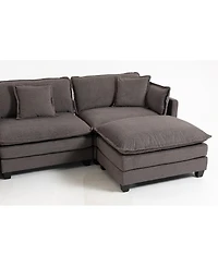 Streamdale Furniture 4-Seat Upholstered Sectional Sofa with 2 Ottomans and Waist Pillows