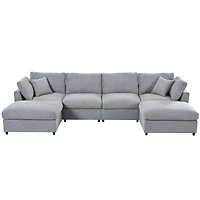 Streamdale Furniture Large U-Shaped Modular Chenille Sectional Sofa with 2 Ottomans