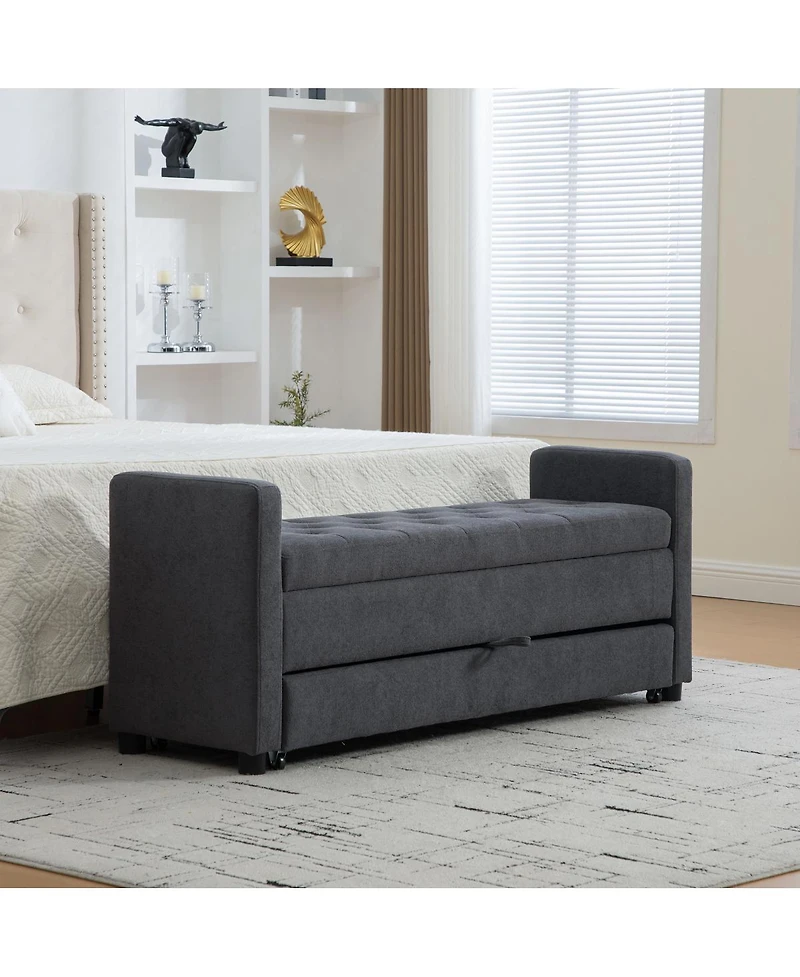 Streamdale Furniture Modern Upholstered Storage Bench with Rolled Arms