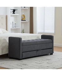 Streamdale Furniture Modern Upholstered Storage Bench with Rolled Arms