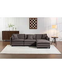 Streamdale Furniture 3-Seat Sectional Sofa with Ottoman and Waist Pillows