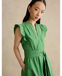 Hobbs London Women's Vanessa Ruffle Sleeve Midi Dress