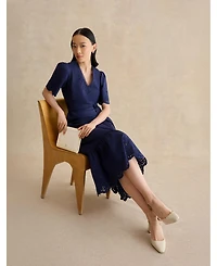 Hobbs London Women's Meghan Broderie Cutwork Midi Dress