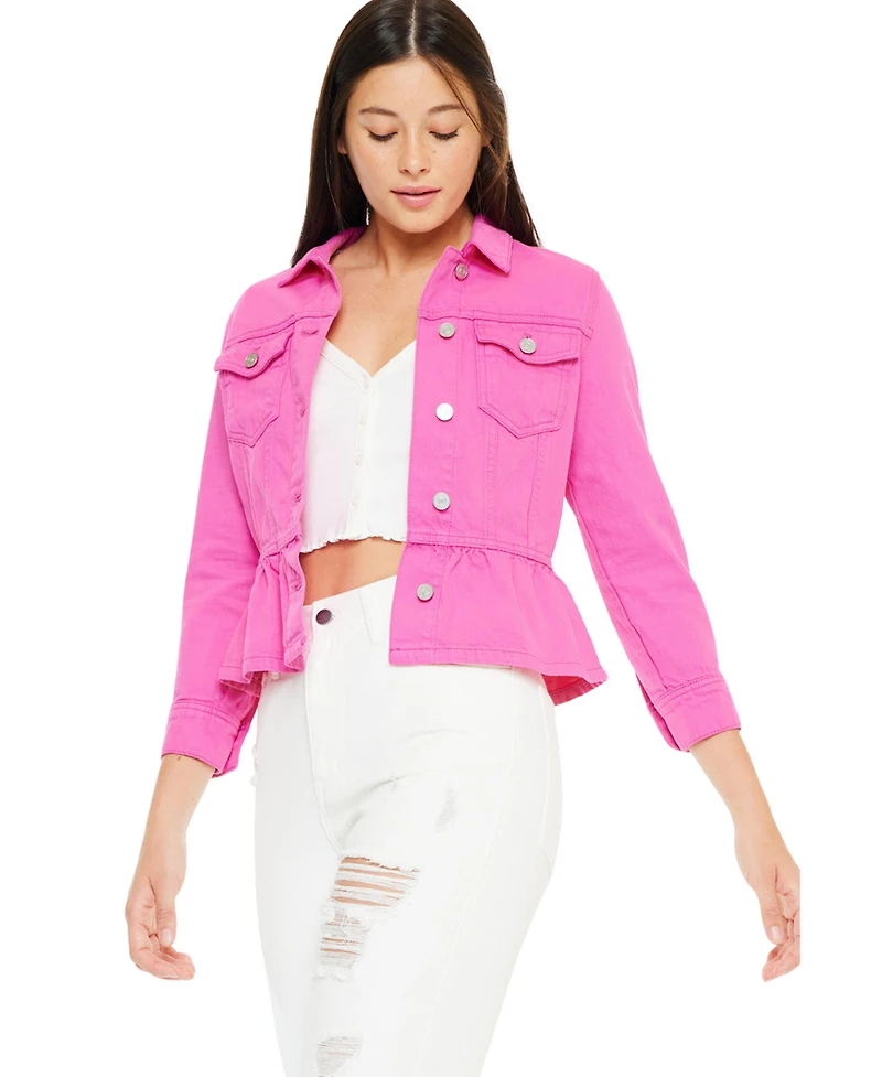 KanCan Women's Marilou Peplum Denim Jacket
