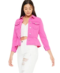 KanCan Women's Marilou Peplum Denim Jacket
