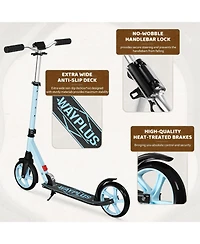 Fed Fitness Foldable Kick Scooter for Teens, 4-Level Adjustable Height, ABEC9 Bearing, 240LBS Capacity, Suitable Ages 6+