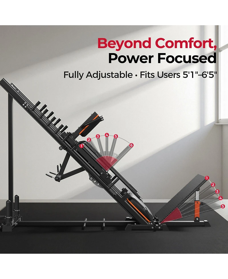 Fed Fitness 3 in 1 Leg Press Hack Squat Machine with Ultra-Quiet Pulley System, Adjustable Leg Press Machine with Stretch Board