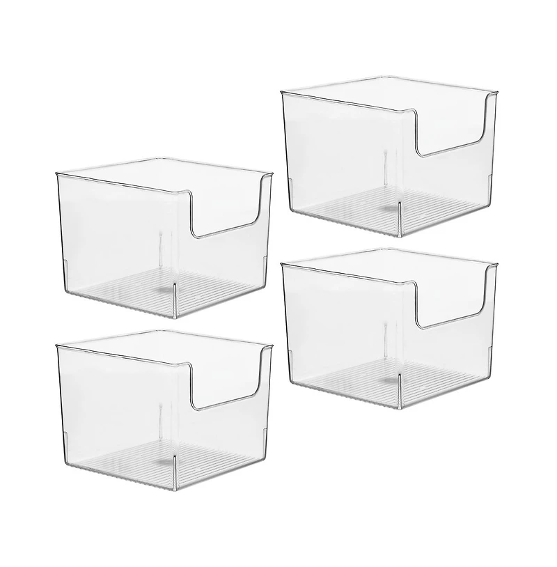 iDesign Open-Front Storage Bin, Set of 4, Clear, Made in Usa