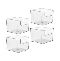 iDesign Open-Front Storage Bin, Set of 4, Clear, Made in Usa