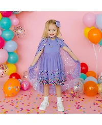 Sweet Wink Toddler Girls Lavender Confetti Short Sleeve Tutu Dress