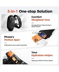 Fed Fitness 2026 WV1 3-in-1 Weighted Vest with Phone and Water Bottle Pocket, 12LBS for Running Workout Training
