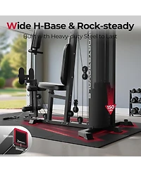 Fed Fitness Home Gym Station with Mesh Cover, 150LBS Weight Stack Multifunctional Workout Equipment Leg Press for Full Body Strength Training