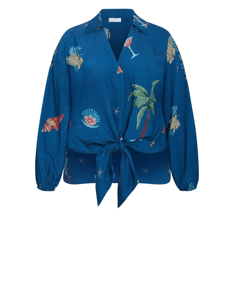 City Chic Women's Plus Tia Sea Print Shirt