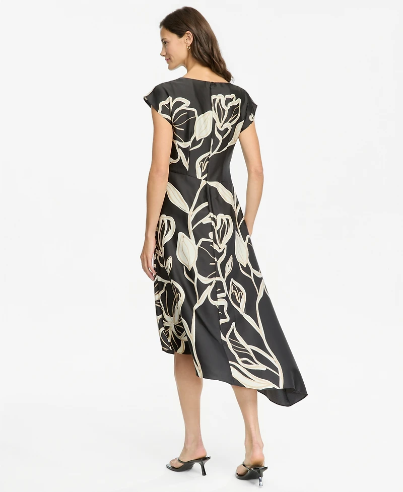 Maggy London Women's Cap-Sleeve Asymmetric-Hem Dress