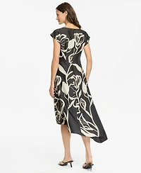 Maggy London Women's Cap-Sleeve Asymmetric-Hem Dress
