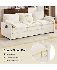 Streamdale Furniture Modern 3-Seater Plush Upholstered Sofa with Side Storage