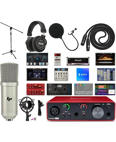 Focusrite Scarlett Solo 3rd Gen Audio Interface Bundle with Condenser Mic, Headphones and Stand