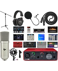 Focusrite Scarlett Solo 3rd Gen Audio Interface Bundle with Condenser Mic, Headphones and Stand