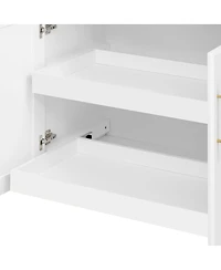 Streamdale Furniture 59.3 inch Rolling Kitchen Island with Drop Leaf, Storage, Power Outlet and Trash Bin