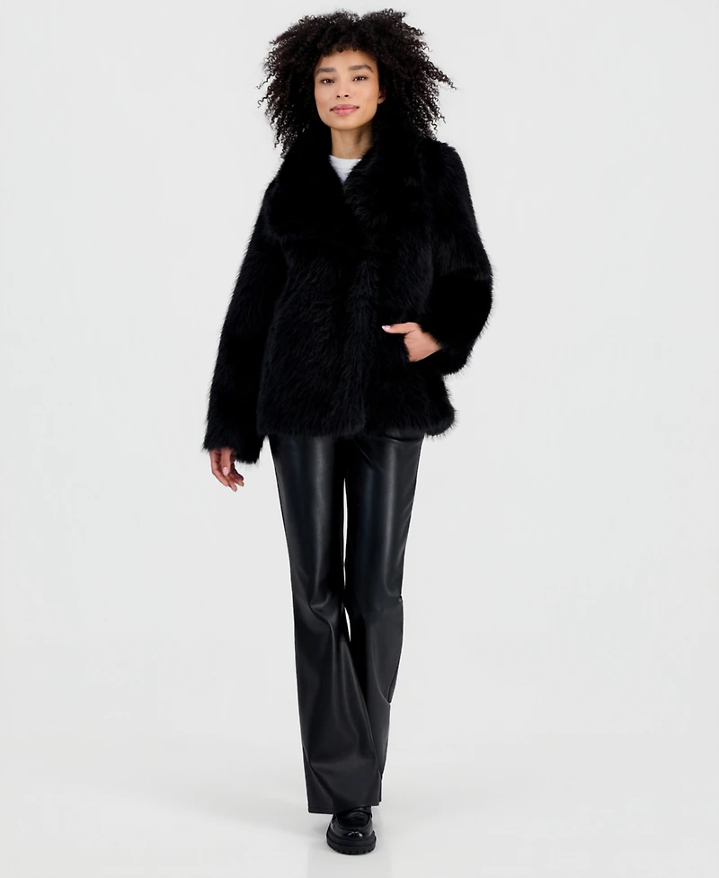 Steve Madden Women's Faux Fur Extended Collar Coat