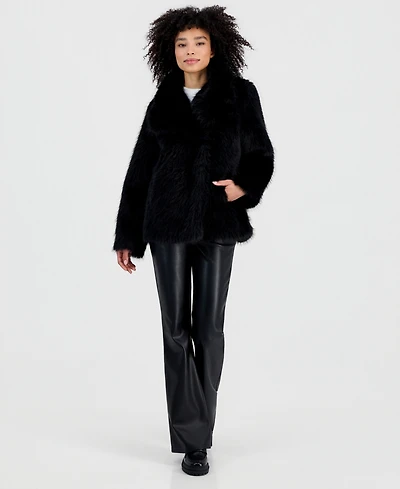Steve Madden Women's Faux Fur Extended Collar Coat